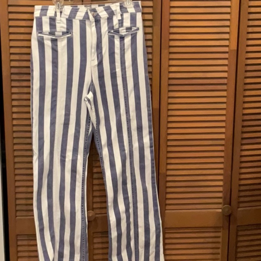 NWOT Free People Firecracker Start & Stripe Flare jeans size 32